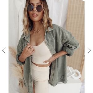 NWOT Nashville Nights Olive Oversized Shirt